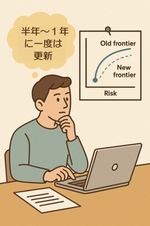 環境変化でフロンティアの位置がずれるイメージ